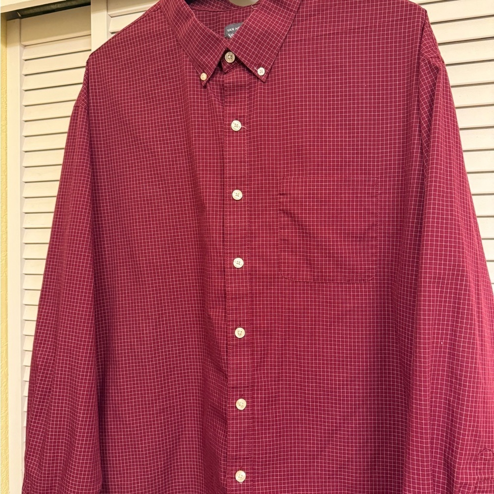 Van Heusen Men’s 3XL  Red Casual Button Down Shirt Long Sleeve - Picture 2 of 11